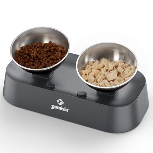 Zomisia Adjustable Tilt Raised Small Stainless Pet Food Bowls