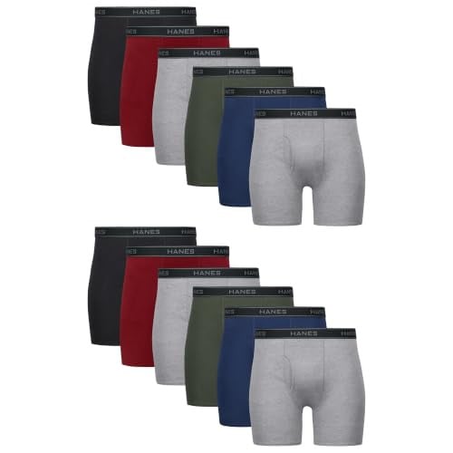 Hanes Men's Underwear Boxer Briefs 12-Pack