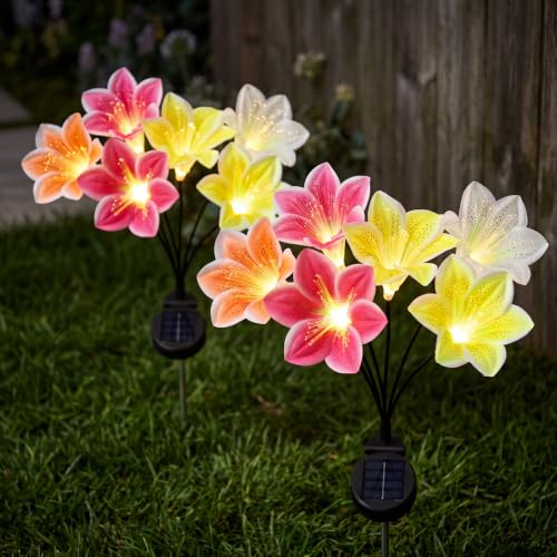 Rempry Solar Garden Lily Flower Lights 2 Pack