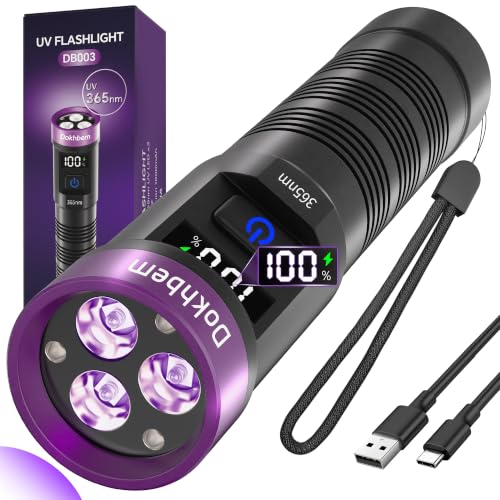 365nm 3-LED UV Black Light Flashlight w/ USB-C Rechargeable & LCD Display Deal