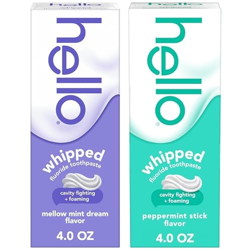 Hello Whipped Fluoride Toothpaste 4-Oz 2-Pack (Mint & Peppermint)