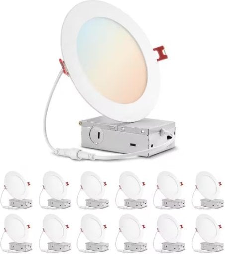 Globe Electric 12-Pack 6 in. Adjustable CCT Dimmable Integrated LED Canless Recessed Light Deal