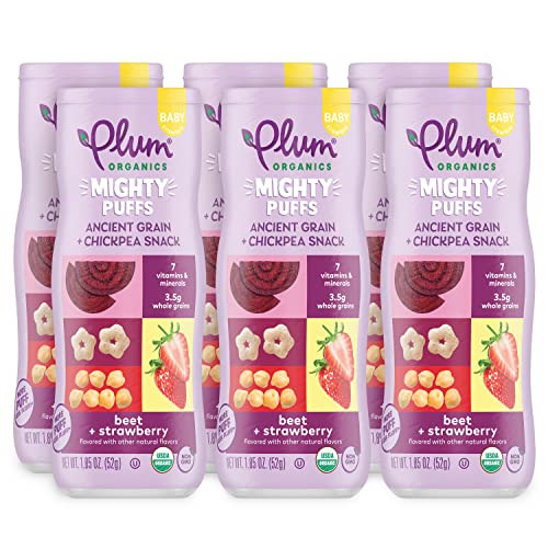 Plum Organics Mighty Puffs Organic Baby Food (Beet and Strawberry) 6-Pack