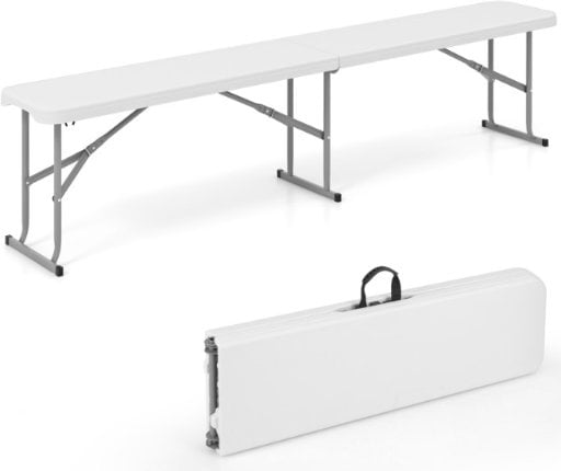 Costway 6 Feet Plastic Folding Bench Picnic Camping Dining Seat with Carrying Handle Deal