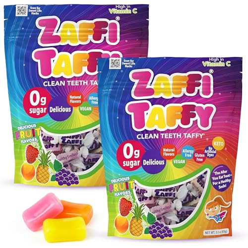 Zollipops Zaffi Taffy Sugar Free Candy Variety Pack 2-Pack