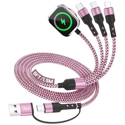 Travel Essentials Multi Charging Cable Cord 2-Pack Pink
