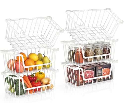 SUNALLY Stackable Wire Storage Baskets 6-Piece