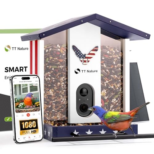 TT Nature 1080p Solar-Powered Smart Bird Feeder with Camera (American Flag)