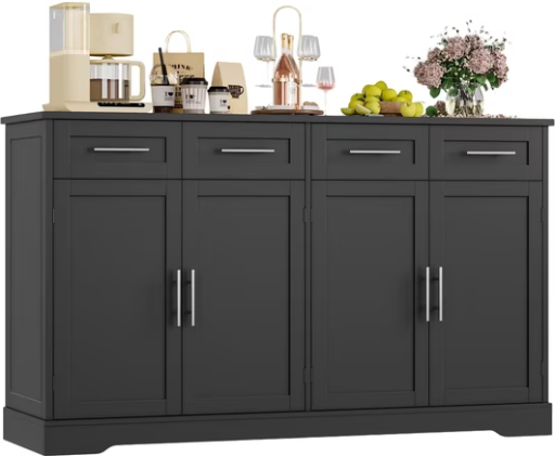 Homfa Modern Sideboard Buffet Cabinet w/ 4 Drawers and 4 Doors