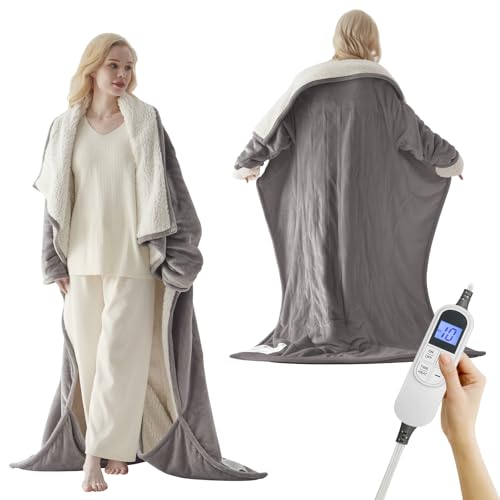 Wearable Electric Heated Blanket with Foot Pocket & Sleeves