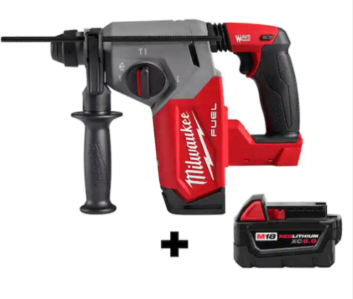 Milwaukee M18 FUEL 18V 1 in. SDS-Plus Rotary Hammer with 5.0 Ah Battery