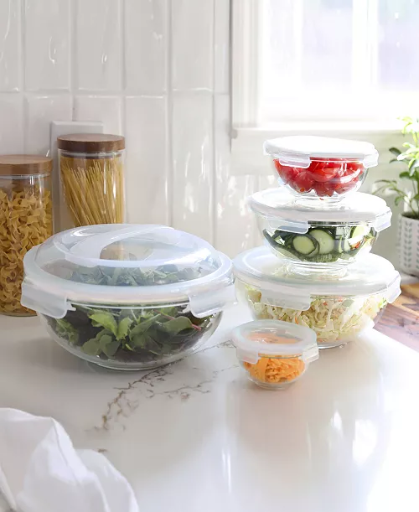 Sedona Kitchen 10-Piece Nesting Glass Bowl Set (Cream) Deal
