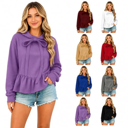 Tie Neck Long Sleeve Ruffle Hem Shirts Deal