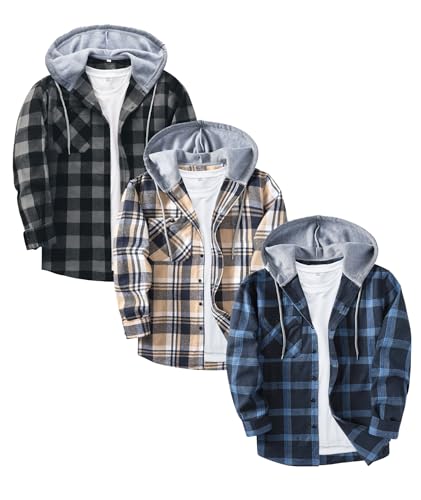 ZITY Flannel Hoodie Shirts - 3 Pack Deal