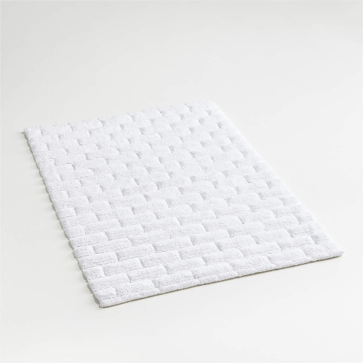 Crate & Barrel 24"x36" Organic Cotton White Subway Tile Bath Mat