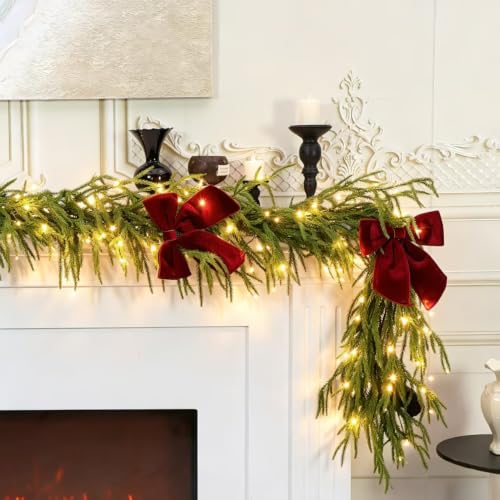 9' Pre-Lit Real Touch Norfolk Christmas Garland