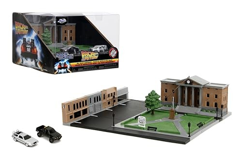 Jada Nanoscene Back to The Future Hill Valley Courthouse Diorama w/ 2 Vehicles