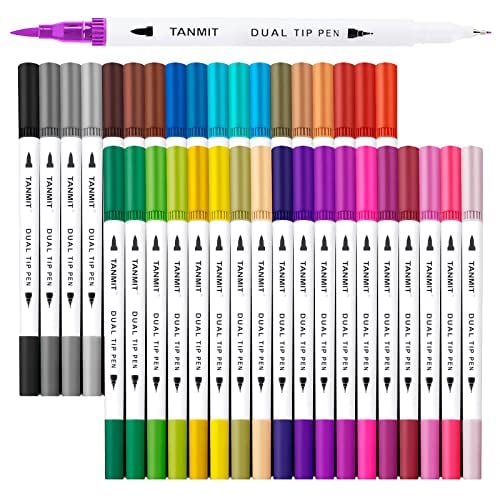 TANMIT 36 Dual-Tip Brush Pens