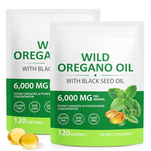 Oil of Oregano Capsules with Black Seed Oil, Immune Support, 240 Softgels Deal