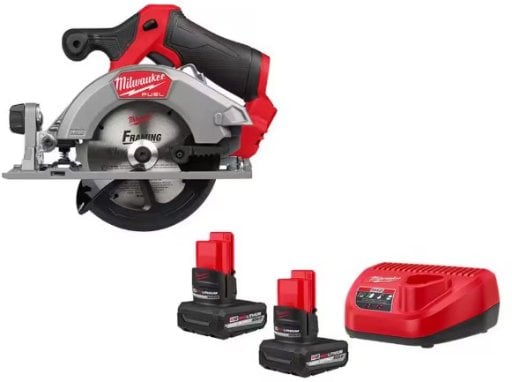 Milwaukee M12 FUEL 12V Lithium-Ion Brushless 5-3/8 in. Cordless Circular Saw with M12 XC 5.0 Ah Battery (2-Pack) Starter Kit Deal