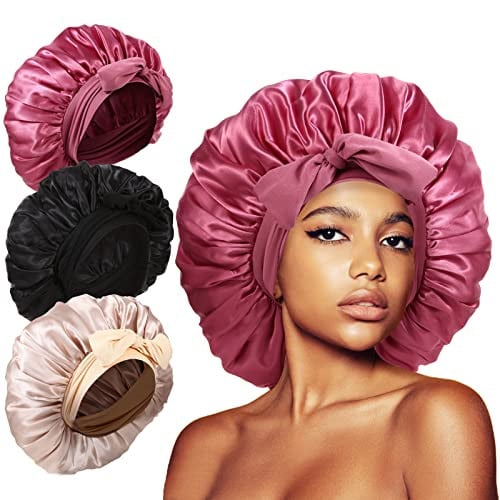 (Prime Day) 3-Pack Bonnets for Sleeping with Tie Band Deal