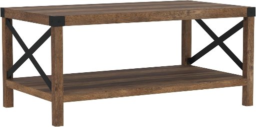 Walker Edison Sedalia Modern Farmhouse Metal X Coffee Table 40 Inch Rustic Oak