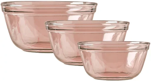 Anchor Hocking 3-Piece Glass Mixing Bowl Set (Rosewater, Green)