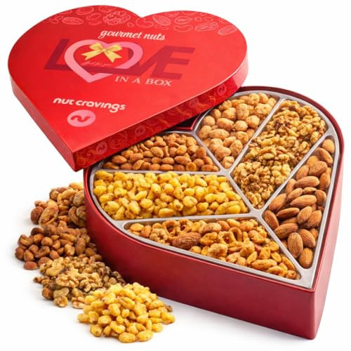Nut Cravings Valentine's Day Mixed Nut Heart Shaped Gift Basket (2-lb, 6 assortments)