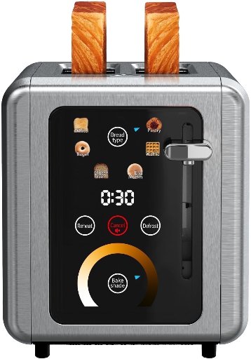 WHALL 2 Slice Touchscreen Wide Slot Toaster
