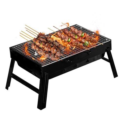 Gardenised Foldable Portable Stainless Steel Charcoal Grill 13.5" x 10.5" Cooking Area