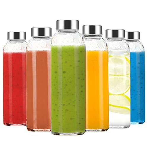 Luxfuel 18/24oz Clear Glass Bottles with Lids 6-12 Pack
