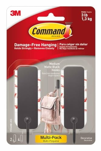 Command Medium Matte Black Wall Hook, 2 Coat Hooks and 4 Strips Deal