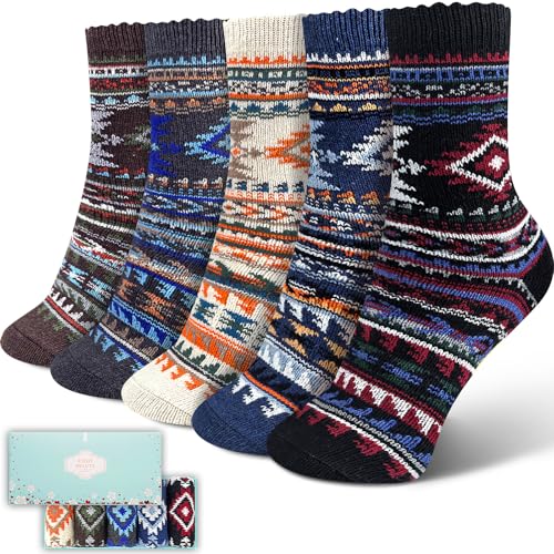 ICEIVY Womens Wool Blend Tube Socks 5-Pack Deal