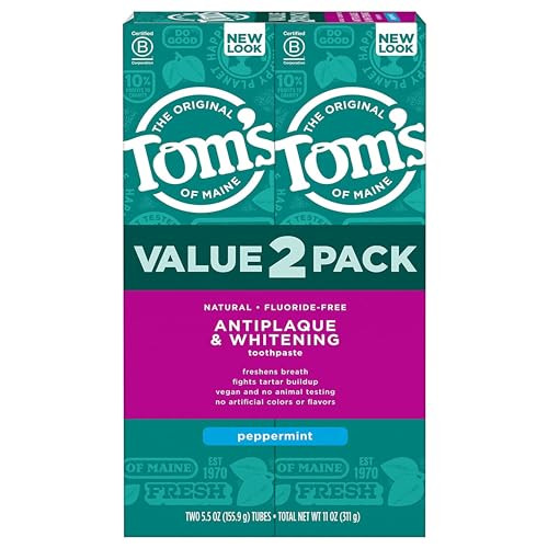 Tom's of Maine Fluoride-Free Antiplaque & Whitening Natural Toothpaste 2-Pack