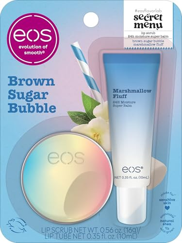 eos Flavor Lab Secret Menu Gift Set 2-Pack (Brown Sugar Boba Lip Scrub & 24H Moisture Super Balm)