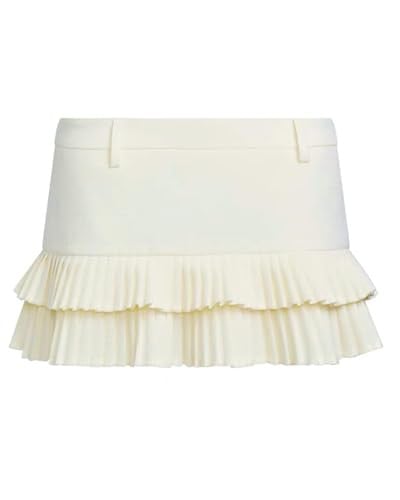 Pleated Low-Rise Linen Mini Skirt