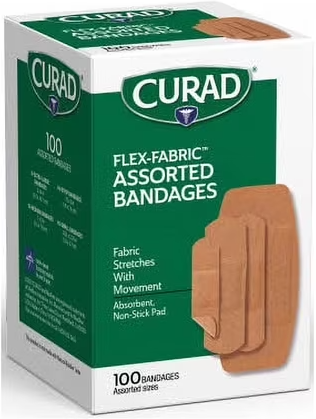 CURAD Flex Fabric Assorted Size Bandages, 100 Count