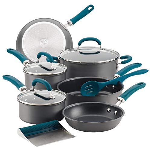 Rachael Ray Create Delicious Hard Anodized Nonstick Cookware Pots and Pans Set, various colors
