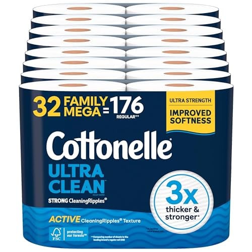 Cottonelle Ultra Clean 1-Ply Toilet Paper Family Mega Rolls 32-Pack Deal