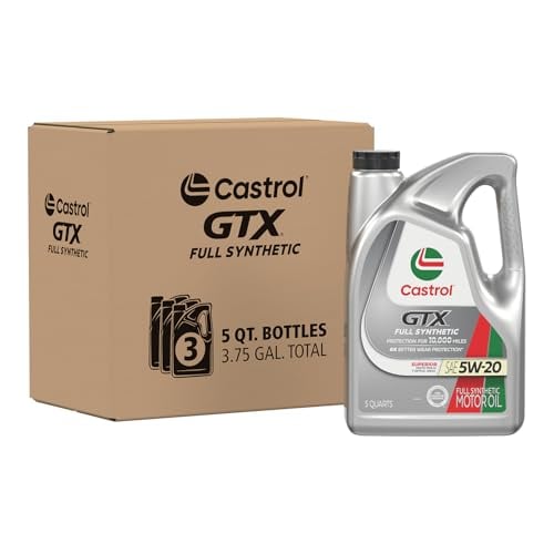 Castrol GTX Full Synthetic 5W-20 Motor Oil, 5 Quarts, 3-Pack