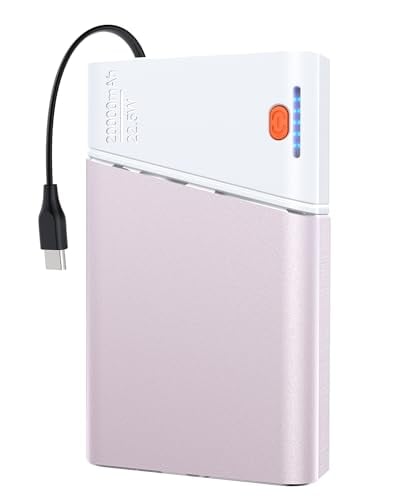 Kesguar Portable Charger 20000mAh 22.5W PD Fast Charging Power Bank Built-in Cable Metal Case Deal