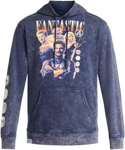Fantastic Four Men's and Big Men's Mineral Wash Graphic Hoodie S-3XL
