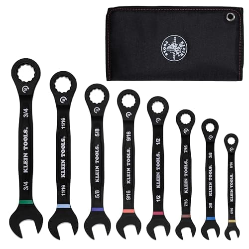 Klein Tools SAE Ratcheting Combination Wrench Set 8-Piece
