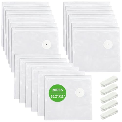 SameTech 20-Pack 10.2"x11" Reusable Vacuum Sealer Zipper Bags with 5 Sealing Clips Deal