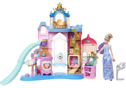 Disney Princess Pet Palace & Cinderella Fashion Doll with 2 Animal Friends & 20+ Furniture & Accessories