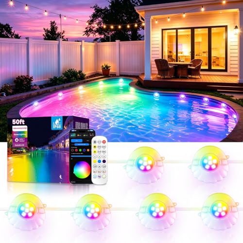 LED Pool String Lights w/ Remote & App Control