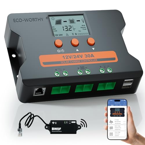 ECO-WORTHY 30A PWM Solar Charge Controller w/ Bluetooth & WiFi