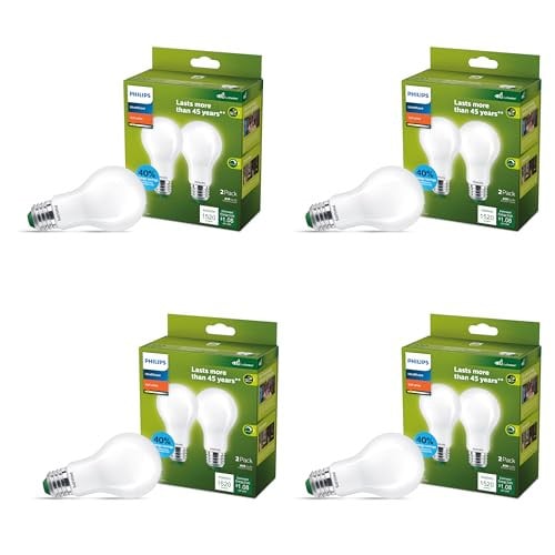 Philips LED 100W A19 8-Pack Ultra Efficient Soft White Light Bulbs (2700K) 1520 Lumen