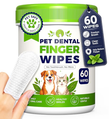 Finger Toothbrush Wipes for Dogs or Cats, 60 Count
