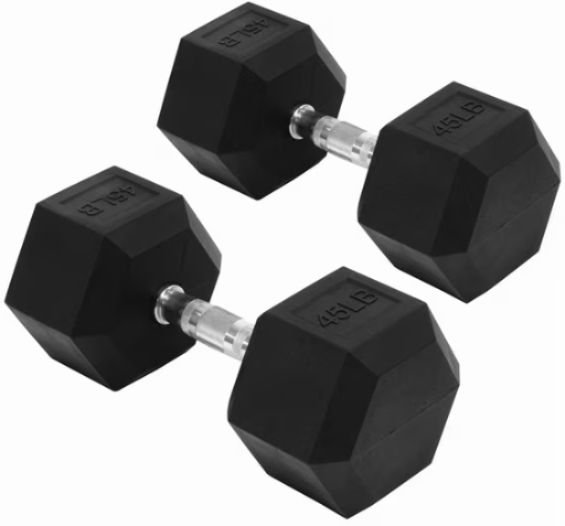 Sprint Demon 45 LB Rubber Hex Dumbbells Set Deal